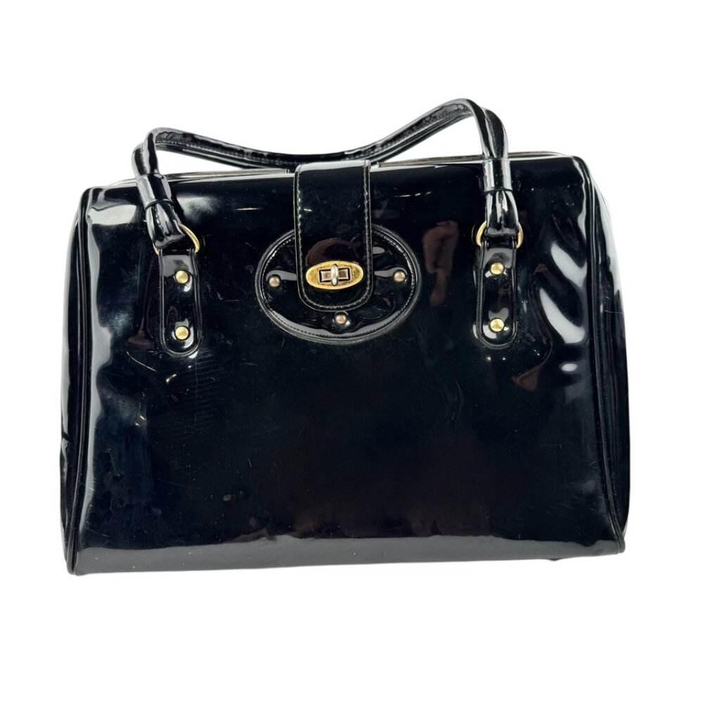 DOVA Vintage Genuine Black Patent Leather Bag